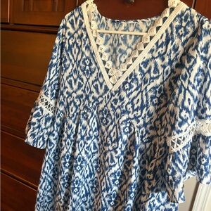 Cupshe Blue and White Patterned Women's Swim Coverup.
